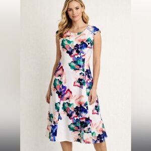 Donna Karen New York Floral Dress Size 14 party shower formal wedding guest